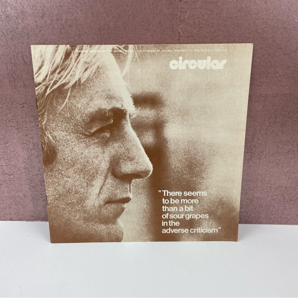 Circular Warner Reprise Magazine December 11, 1972 Music Vintage Warner Bros